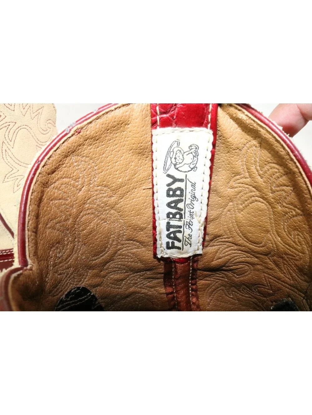 Ariat Fatbaby 14709 Women Red Croc Embossed Leather Western Boots 5.5B Tan Suede